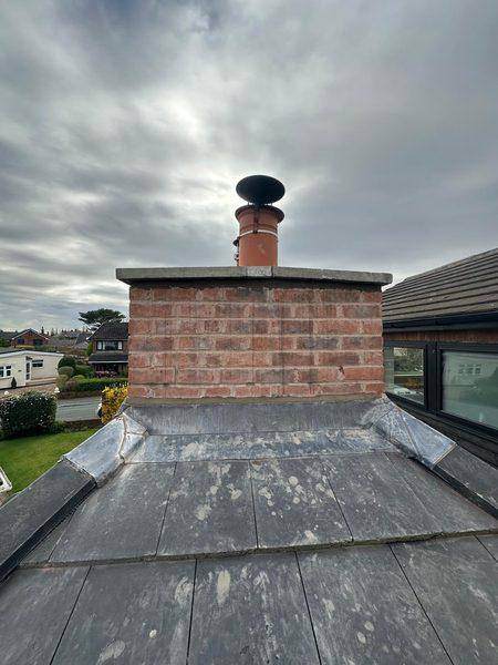 Lead apron and back gutter seen from the far side
