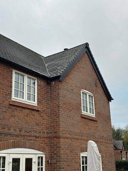 The eaves and gable of the house where the wasps were getting in