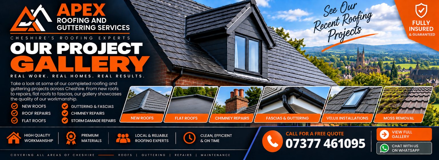 Our project gallery &ndash; completed roofing and guttering work across Cheshire